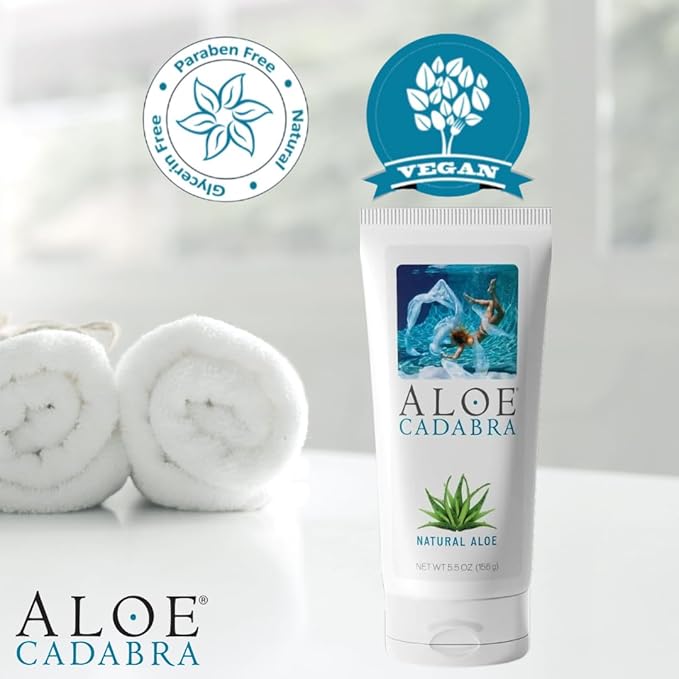 Aloe Cadabra Natural Water Based Personal Lubricant and Vaginal Moisturizer, Organic Aloe Lube for Men, Women and Couples, Non-Staining, pH Balanced (Unscented 5.5 Ounces, 1 Pack)