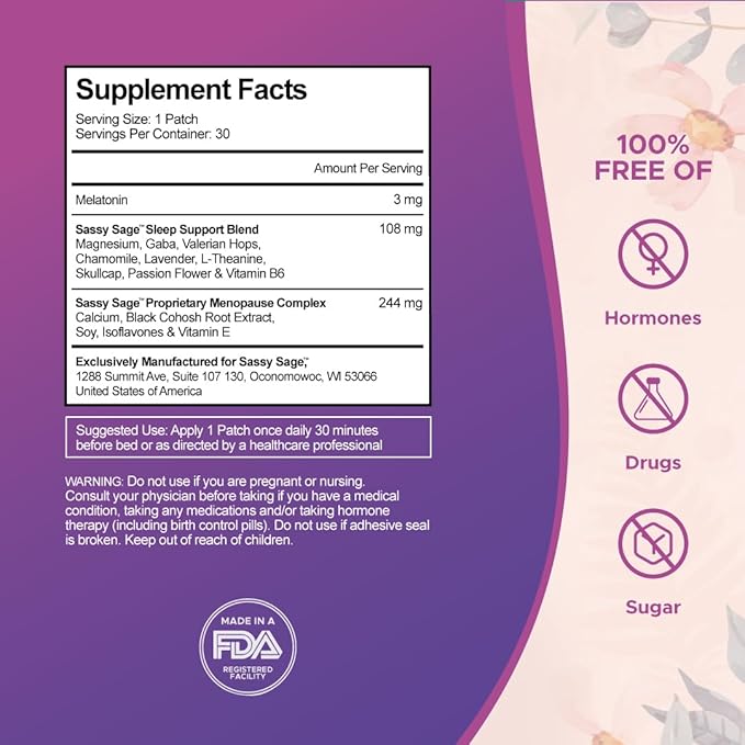 Cooling Sleep Patch with Melatonin for Menopause Relief, Hot Flash Relief & Night Sweats | Menopause Patches for Women - Cooling Patch for Hot Flashes, Menopause Cooling Product for Better Sleep