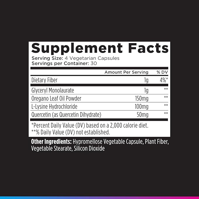 Livingood Daily Immune Support Supplement, 4-in-1 Formula with Oregano Oil, Monolaurin, L Lysine & Quercetin, Gut & Digestive Health, Gluten Free, Vegan, Non GMO, Allergen Free, 120 Capsules