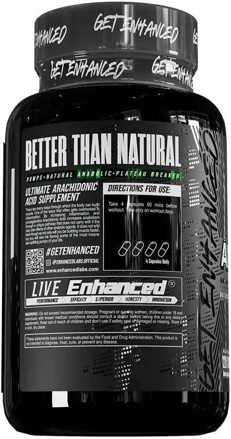 Enhanced Labs Arachidonic Acid (ARA) Muscle Building Supplement,1400 mg, 30 Servings, 120 Veg Capsules, Omega 6 for Strength & Lean Mass, Rice Bran Oil, Third Party Tested