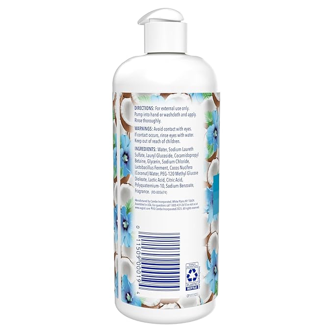 Vagisil Feminine Wash for Intimate Area Hygiene, Scentsitive Scents, pH Balanced and Gynecologist Tested, Coconut Hibiscus, 16.9 oz with Pump