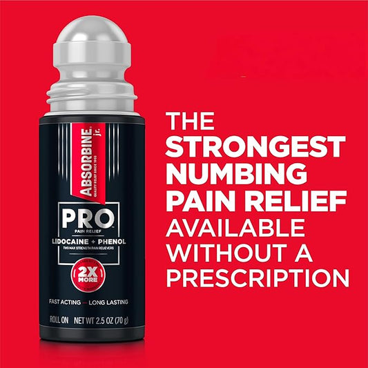 Absorbine Jr. PRO Maximum Strength Lidocaine Roll-On for Targeted Nerve and Muscle Pain Relief, 4% Lidocaine + 1.5% Phenol, Fast Acting & Long Lasting, 2.5 oz