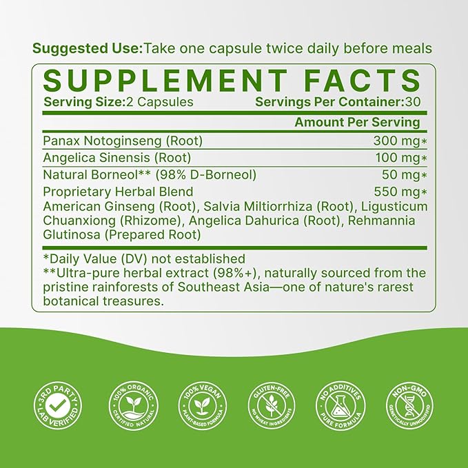 Women’s Cycle Ease – PMS and Menstrual Support Inspired by Chinese Herbal Wisdom for Hormonal Balance & Monthly Cycle Comfort – with Dong Quai & Notoginseng – Made in USA – 60 Vegan Capsules