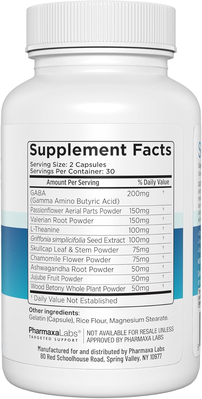 Stress Relief Supplement - Supports Mood & Mental Focus - Feel Calm and Relaxed - Eases Tension & Nervousness - Ashwagandha, GABA, Valerian & L-Theanine - 60 Capsules (Pack of 2)