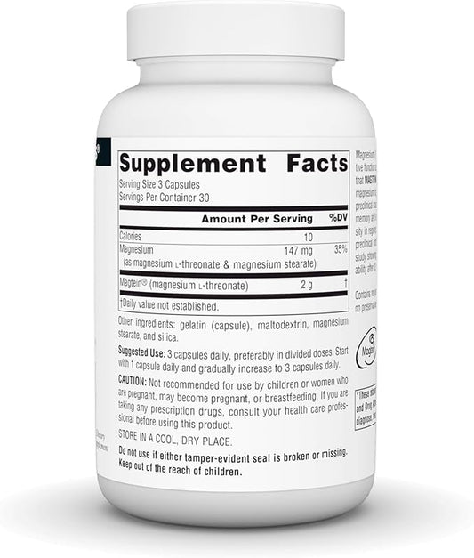 Source Naturals Magtein Magnesium L-Threonate 667mg Supports Focus, Mood, Healthy Memory, Cognitive Function, Sleep* - 90 Capsules