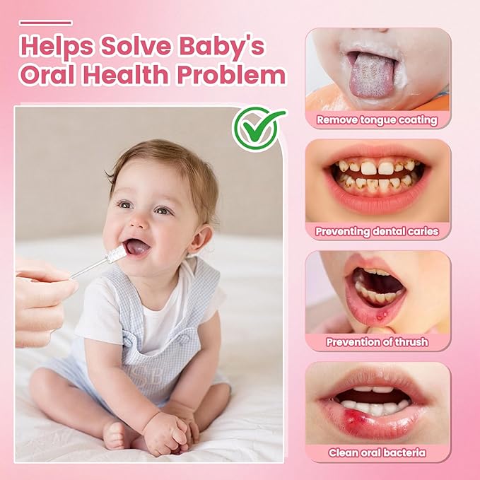 Baby Tongue Cleaner 96-Count, Newborn Oral Care Gauze Swabs – Soft Disposable Mouth Wipes for 0-36 Months, 2-Month Supply Travel-Pack Infant Tongue Brush Alternative