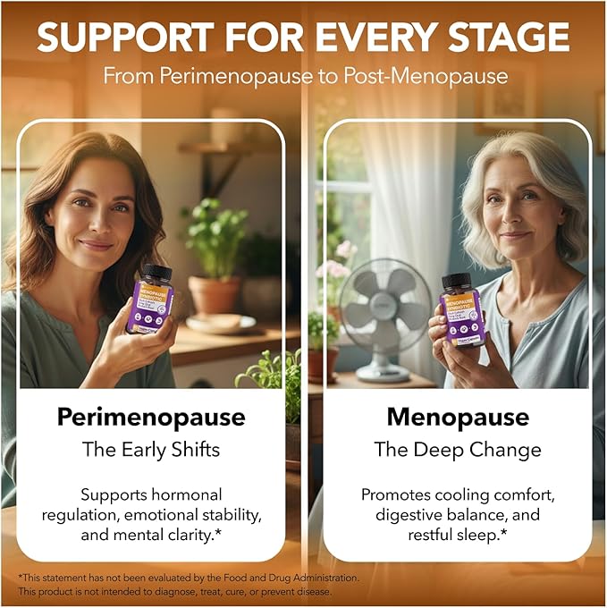 Complete Menopause Support Supplement for Women | Menopause Synbiotic with Black Cohosh, Dong Quai, Rhubarb Root | Helps Easing Hot Flashes, Night Sweats, Restful Sleep | 60 Capsules