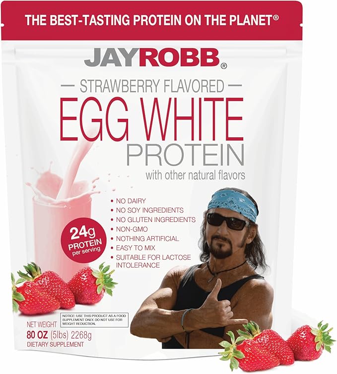 JAYROBB Strawberry Egg White Protein 80 oz, 5 Pound Bag