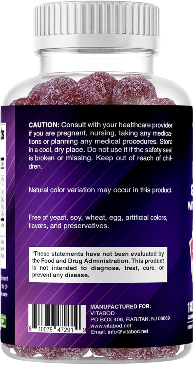 Vitabod Iron Gummies Supplement for Women, Men & Kids - 20mg - with Vitamin C - Dietary Supplement for Red Blood Cell Support, 180 Pectin Based Gummies