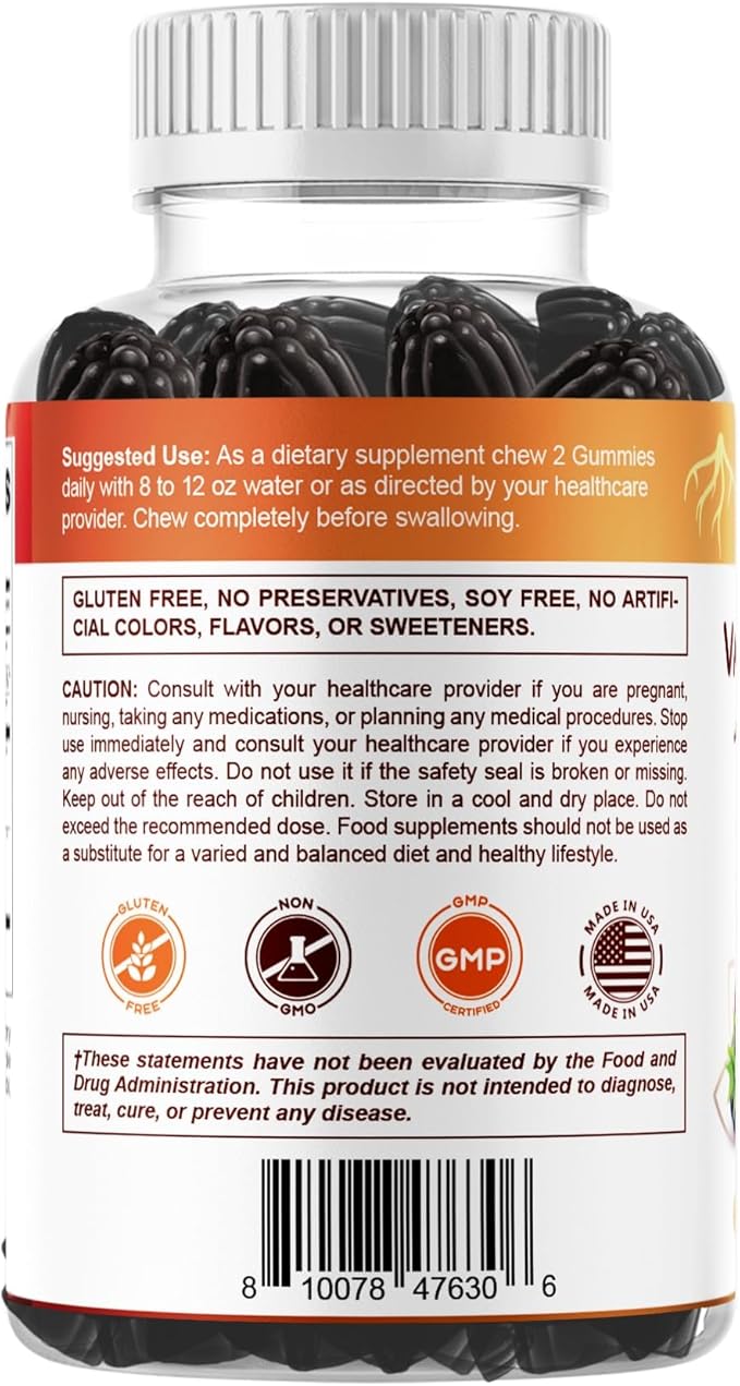 Vitamatic Valerian Root & Chamomile Gummies – Plant-Based Botanical Extract – Mixed Berry Flavor – Vegan, Non-GMO, Gluten-Free – Herbal Supplement – 60 Count