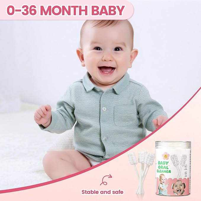 Baby Tongue Cleaner 48-Count, Newborn Oral Care Gauze Swabs – Soft Disposable Mouth Wipes for 0-36 Months, Travel-Pack Infant Tongue Brush Alternative