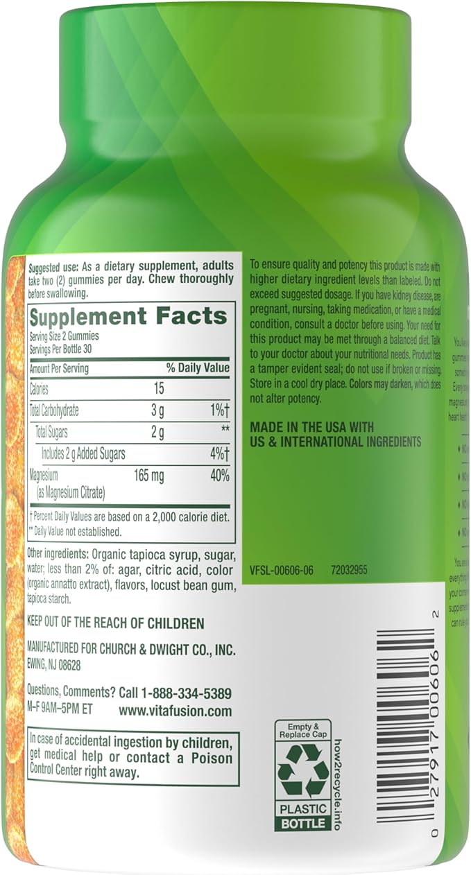 vitafusion Magnesium Gummy Supplement, Bring Calm to Your Vitamin Routine, Tropical Citrus Flavor, 60 Gummies, (Pack of 2)
