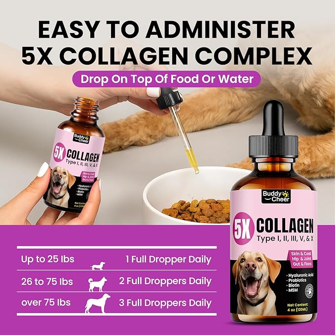 Collagen Drops for Dogs – 4oz Liquid Support for Healthy Joints and Coat Condition