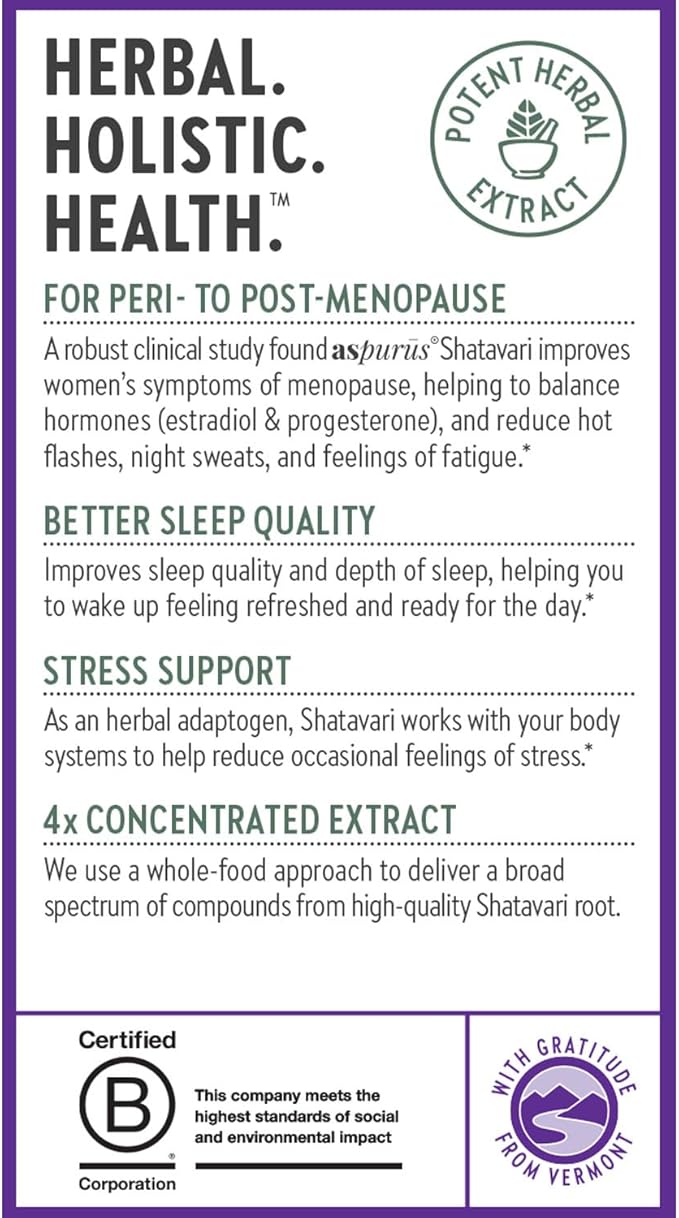 New Chapter Shatavari Supplement for Peri-Menopause & Post-Menopause Support – 4X Concentrated Herb Shatavari Relieves Hot Flashes & Night Sweats, Balances Women’s Hormones - Herbal Sleep Aid*, 30 ct