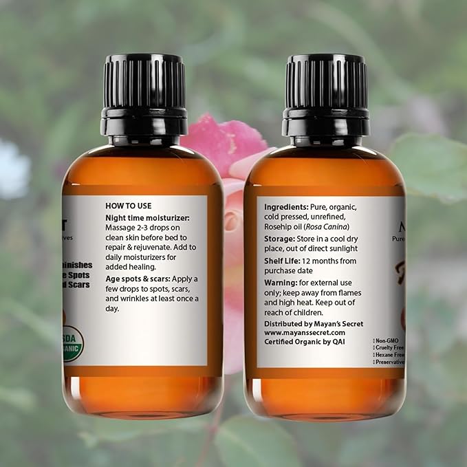 Pure Carrier and Essential Oils for Skin Care, Hair, Body Moisturizer for Face-Anti Aging Skin Care (Rosehip Organic, 4oz)