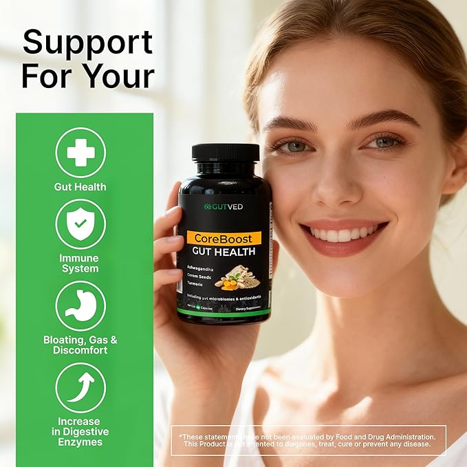 Bloating & Gas Relief Probiotic for Women & Men | 9-in-1 Gut & Digestive Support with Probiotics, Prebiotic Inulin, Turmeric, Ginger & Fennel | Daily Plant-Based Capsules, 60 Count