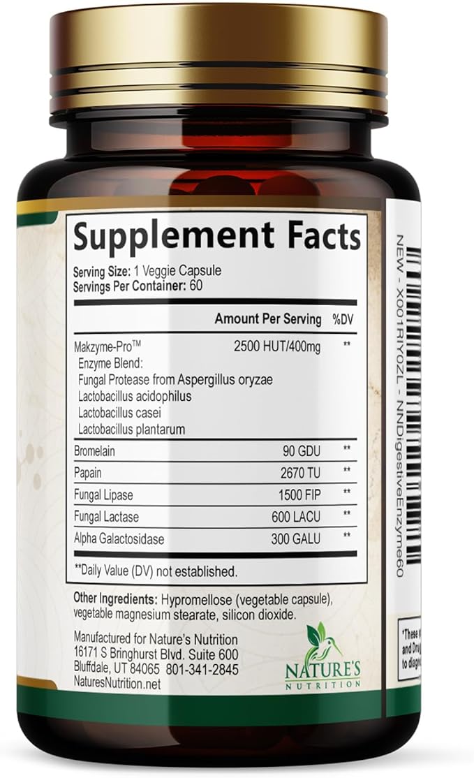 Digestive Enzymes - Super Digestive Multi Enzyme Complex for Bloating & Gut Health Support with Bromelain, Papain, Probiotics & Prebiotics - Digestion Health Support for Women & Men - 60 Capsules