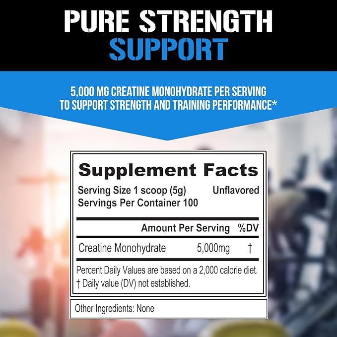 Evlution Nutrition Creatine 5000 - Supports Faster Recovery, Lean Muscle Growth & Performance - Pre & Post Workout Powder - 5000mg Pure Creatine Monohydrate Per Serving - 100 Servings - Unflavored