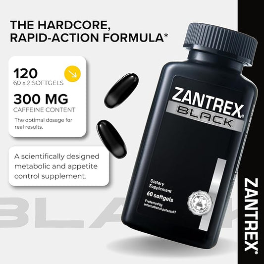 Zantrex Black – Naturally Boost GLP-1 & Metabolism Support | Thermogenic Energy, Weight Management Formula | 60 Pills