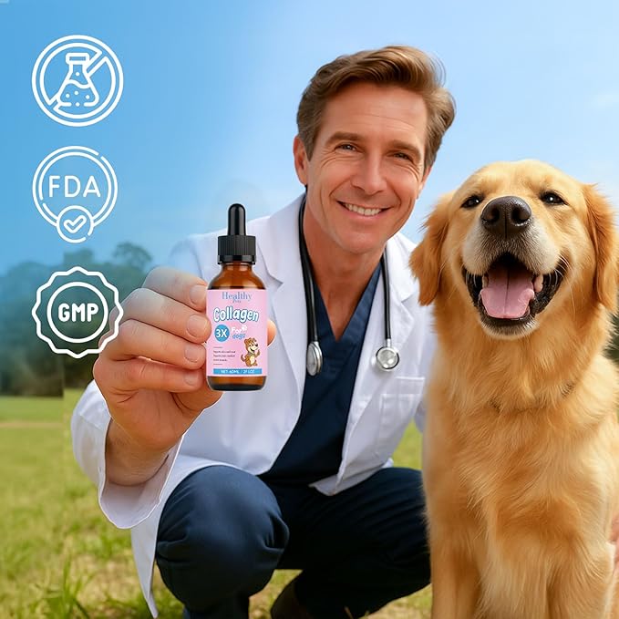 Healthy Petz Collagen for Dogs - Healthy Petz Premium Liquid Collagen for Dogs with ThreeCollagen Types & Hyaluronic Acid, Support for Skin & Joints & Gut & Overall Vitality, 60ml/2floz