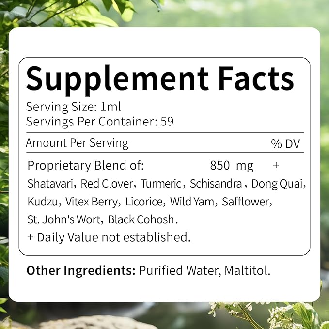 Shatavari (Shitabari) Root Extract Liquid Drops for Women Menopause Support & PMS Relief. All-in-1 Herbal Supplement Tincture for Female Balance w/Dong Quai & Black Cohosh.2oz