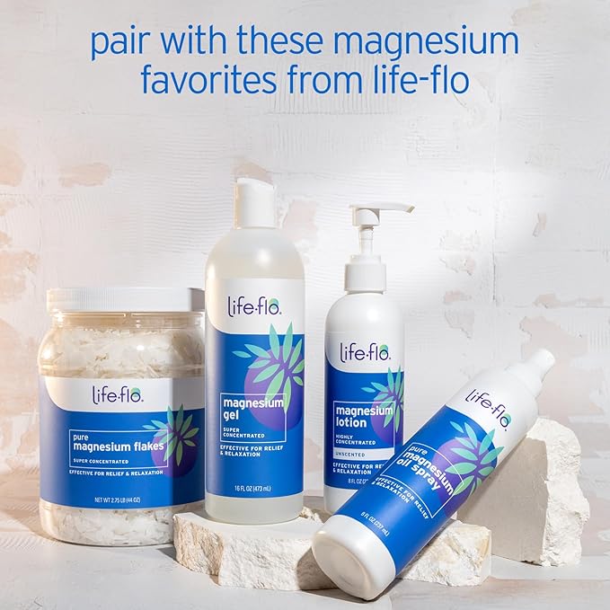 LIFE-FLO Magnesium Lotion - Unscented Body Lotion for Kids and Adults with Highly Concentrated Magnesium Chloride - Soothes Muscles and Joints When Massaged into Skin - Hypoallergenic - 2 8-oz Bottles