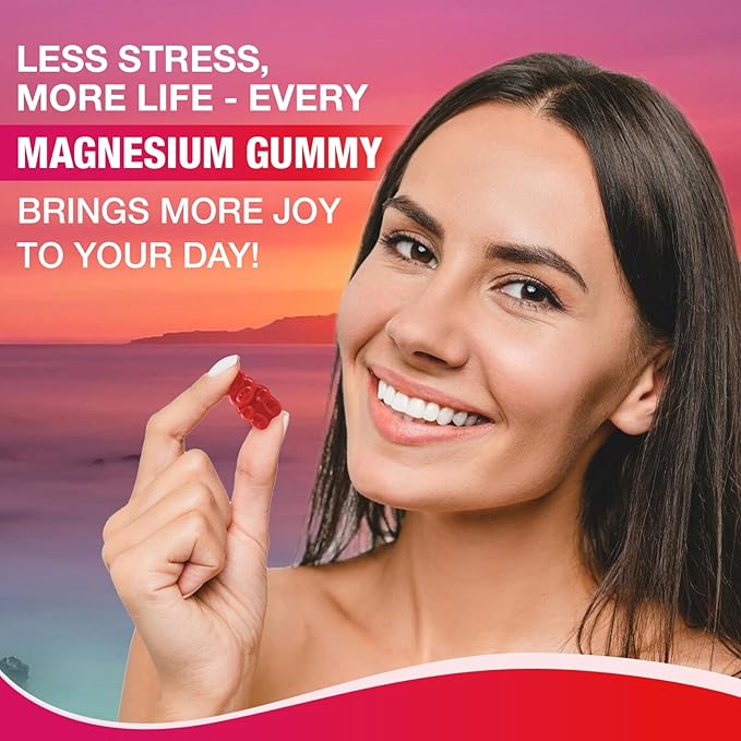 Magnesium Oxide Gummies 400mg for Adults & Kids – High Absorption Stress Relief, Muscle Relaxation – Vegan, Non-GMO, Raspberry Flavor – 120 Count