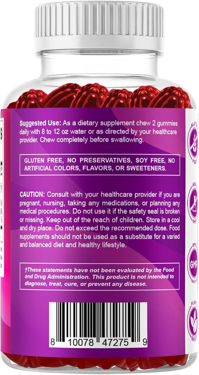 Vitamatic Vitamin B6 100mg - Berry Flavor - 60 Pectin Based Gummies - Supports Nervous System