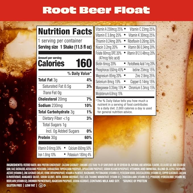Premier Protein Shake, LIMITED EDITION Root Beer Float, 30g Protein, No Added Sugar, 24 Vitamins & Minerals to Support Immune Health, 11.5 fl oz, 12 Pack