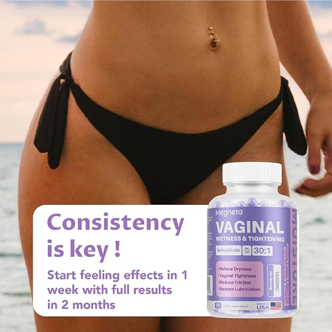 2 Packs Vaginal Tightening Capsules for Women – Kacip Fatimah, Manjakani & Slippery Elm – Support pH Balance, Vaginal Moisture & Elasticity – 120 Vegan Capsules