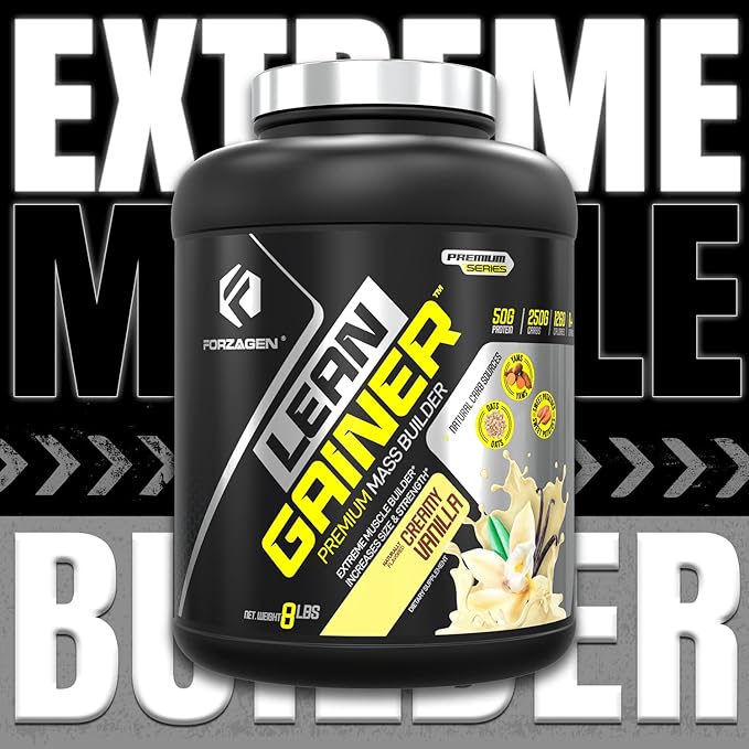 Forzagen Lean Gainer Premium Mass Builder | Mass Gainer Protein Powder for Men & Women | High Calorie Protein, Weight Gain, Bulk, Muscle Building Supplement | Vanilla, 8 lbs. (11 Servings)