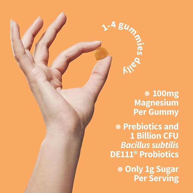 Garden of Life Magnesium Citrate Supplement Gummies with Prebiotics & Probiotics for Stress,Sleep & Recovery - Vegan,Gluten Free,Kosher,Non-GMO,No Added Sugars,Peach Flavor,60 Count (Pack of 2)