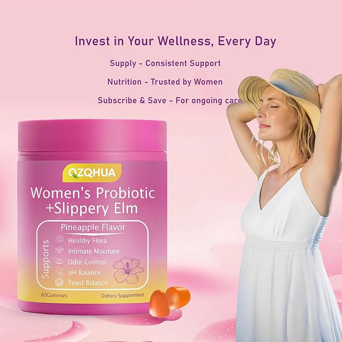 Premium Feminine Balance Gummies for Women - 60 Gummies, Hawaiian Pineapple Flavor - with Probiotics & Vitamin C - Supports Feminine Wellness & Healthy Balance - Gluten Free, Vegan(30 Servings)(Q2)