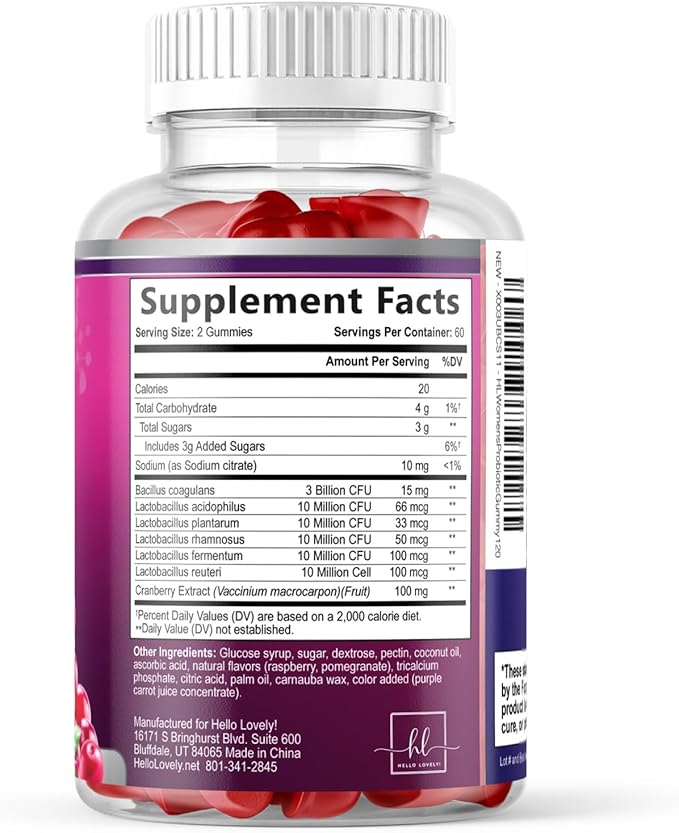 Probiotics for Women Gummies with Cranberry - 6 Premium Strains for PH Balance - Women Probiotics for Digestive Health, Vaginal & Immune Support, Women's Probiotic Feminine Health Gummy - 120 Gummies