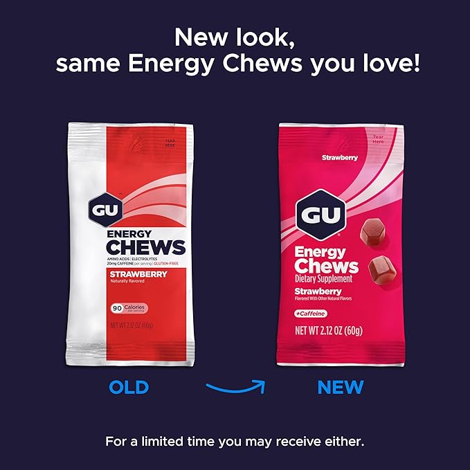 GU Energy Chews, Lemonade Energy Gummies with Electrolytes, Dairy-Free, On-The-Go Energy for Any Workout, 12 Bags (24 Servings Total)