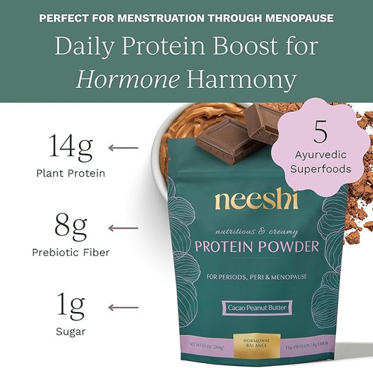 Hormone Balance Protein Powder – PMS & Perimenopause Relief for Cramps, Bloating & Mood Swings – Vegan Plant Based Superfood – 7 Servings