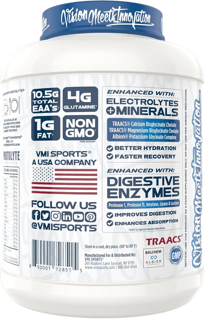 VMI Sports | ProtoLyte Whey Isolate Protein Powder | Low Calorie Whey for Weight Loss and Muscle Gain | Digestive Enzymes | Non-GMO (4.6 lb, Milk and Cookies)