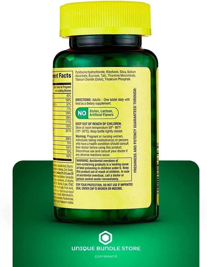 Prenatal Multivitamin Multimineral 100 Tablets - Prenatal Vitamins with Folic Acid and DHA, Gluten Free Supplement, Daily Vitamins for Women + 7 Day Pill Organizer Included (Pack of 3)
