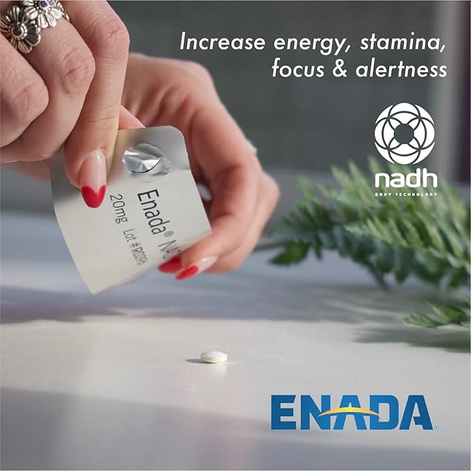 ENADA 20 x NADH Supplement | Boost Energy, Mental Focus, Stamina | Support Fatigue, Cell Regenerator | 20mg NADH 30 Lozenges (1 per Serving) | Natural Energy Supplements for Women and Men