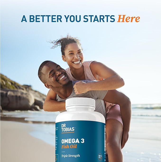 Dr. Tobias Omega 3 Fish Oil 2000mg Triple Strength with 800mg EPA 600mg DHA Per Serving | Fish Oil Omega 3 Supplements for Heart Brain & Immune Support - 360 Softgels (180 Servings)