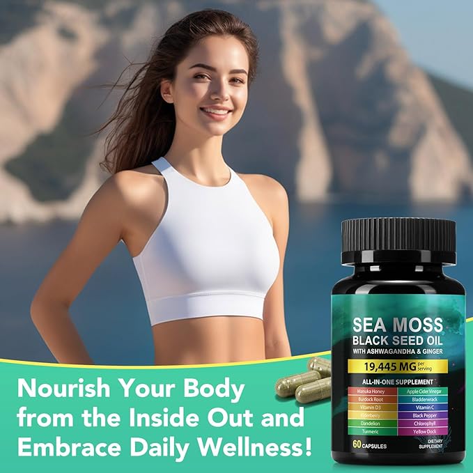 Ashwagandha Sea Moss Black Seed Oil 60 Grain