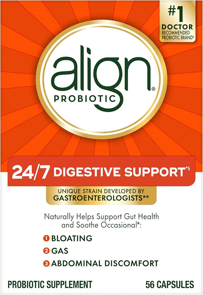 Align Probiotic, 24/7 Digestive Support*§, Probiotics for Women and Men, Probiotics for Digestive Health, Men and Womens Probiotic Capsules Help Relieve Occasional Bloating & Gas*, 56 Capsules