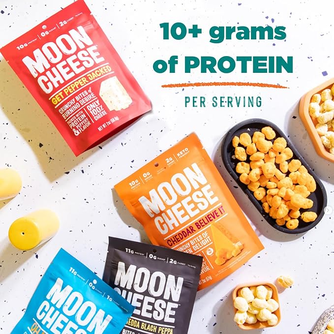 Moon Cheese Oh My Gouda Cheese Bites, 1 Ounce, 12-Pack, Crunchy, Packed With Protein & Calcium, Keto, Gluten Free