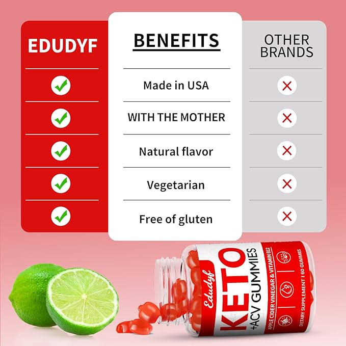 Keto ACV Gummies - 120 Count Gluten-Free, Gelatin-Free Apple Cider Vinegar Gummies with B12 for Keto Support, Vegetarian, Unique Flavor, Convenient Bottled Supplement for Men & Women