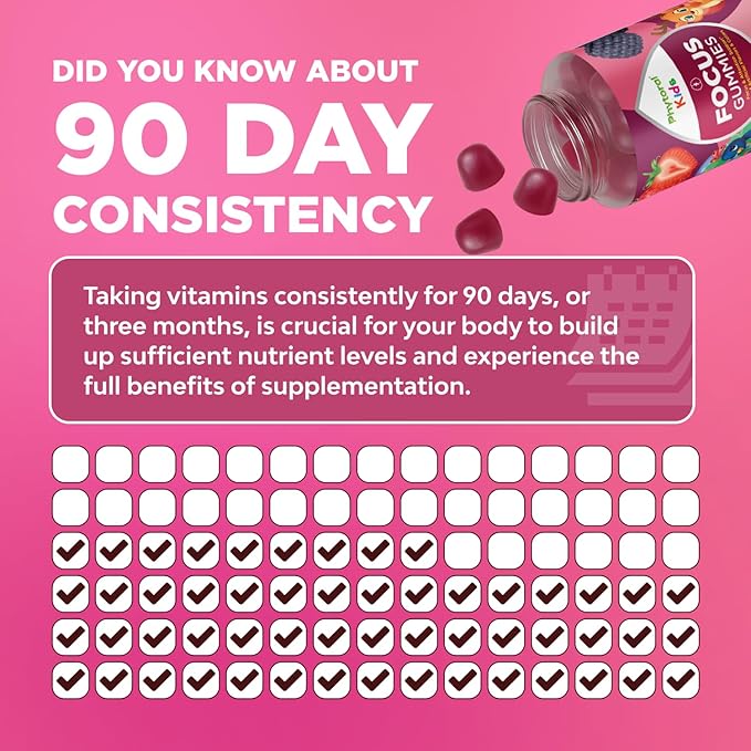 Phytoral Vegan Kids Focus Gummies - Potent Chewable Brain Support for Children - Enhances Concentration & Memory - Calming Supplements & Focus Gummies for Kids - Non-GMO & Gluten-Free - 60 Count