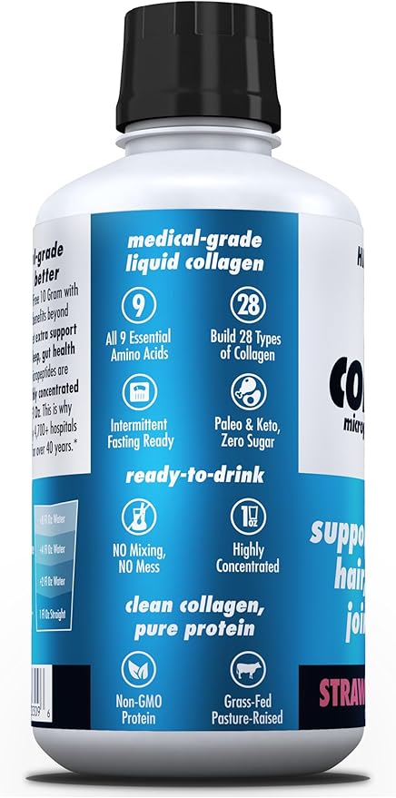 HEALTH DIRECT – AminoSculpt Liquid Collagen Micropeptides – 28 FL Oz – 28 Servings – 10 Grams of Premium Medical-Grade Liquid Collagen for Women – Strawberry Banana