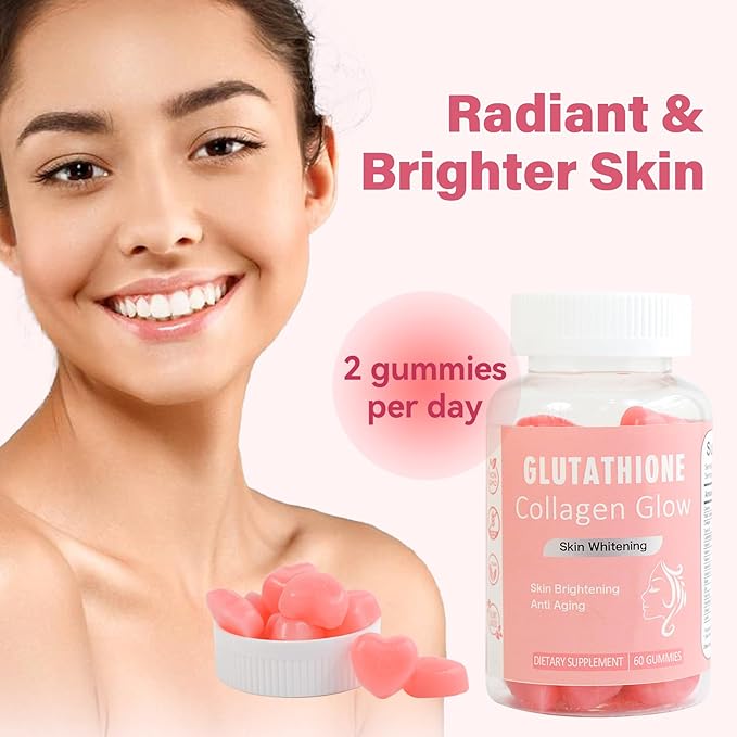 Laicuherb Glow Gummies for Women Skin & Nails Care, 60 Count Watermelon Flavor Collagen Glowing Skin Gummies for Skin Brightening, Organic Chewable Vitamins, Vegan, Gluten-Free