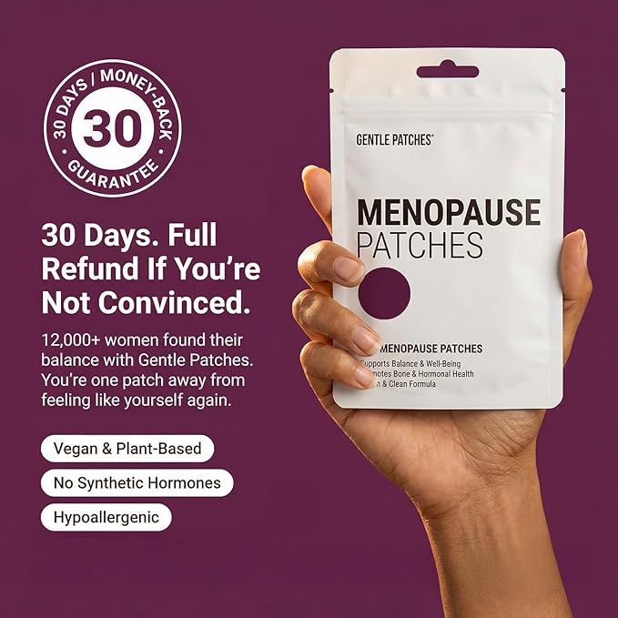 Menopause Relief Patches for Night Sweats & Hot Flashes - Natural Hormone Balance Support for Women - Herbal Perimenopause Patch with Black Cohosh & Red Clover - 30 Day Supply
