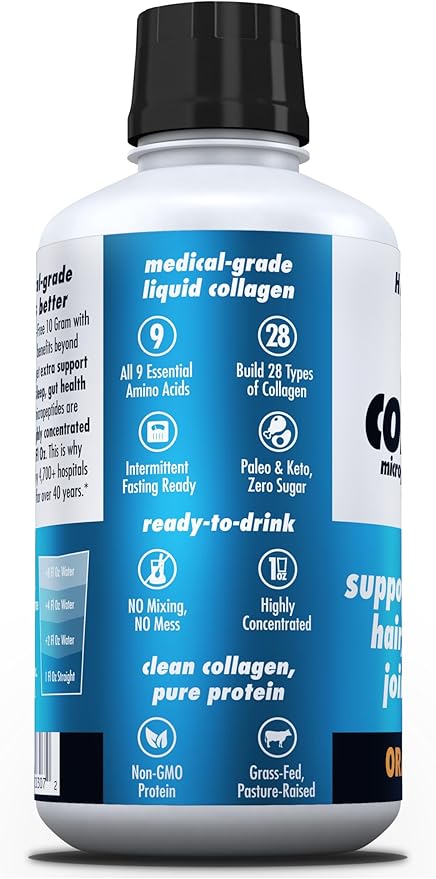 HEALTH DIRECT – AminoSculpt Liquid Collagen Micropeptides – 28 FL Oz – 28 Servings – 10 Grams of Premium Medical-Grade Liquid Collagen for Women – Orange Cream