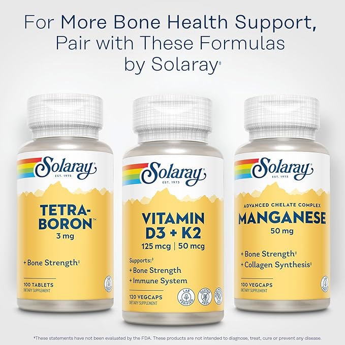 SOLARAY Vitamin D3 K2 - Bone Health and Immune Support Supplement - With 5000 IU Vitamin D as Vit D3 and 50 mcg Vitamin K2 as Menoquinone MK7, Made Without Soy, 60-Day Guarantee, 120 Serv, 120 VegCaps